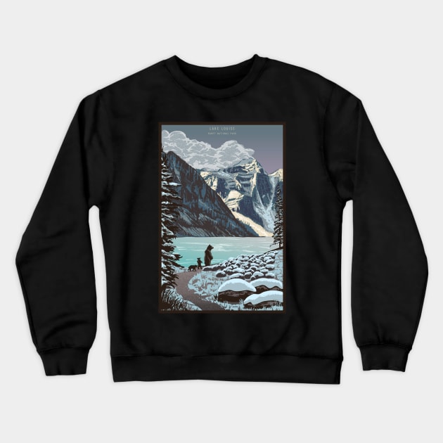 Retro Lake Louise Travel Poster Crewneck Sweatshirt by SFDesignstudio